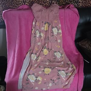 Floral Maxi Dress with Lace Top/ slits on both sides of the dress.